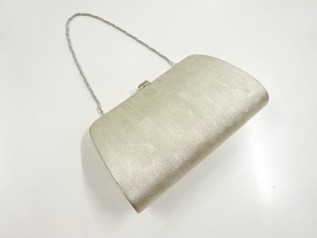 リサイクル　銀糸よろけ横段織り出し和装バッグ